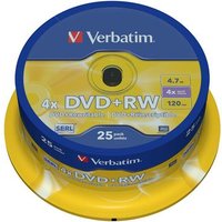 Verbatim DVDRW Rewritable Disk Spindle 1x-4x Speed 120min 4.7Gb Ref