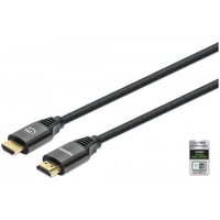 Manhattan Certified HDMI 8K@60Hz Cable with Ethernet, 3m, Suitable for ALL 8K, 4K & 1080p/HD Uses, 4K@120Hz, Black, Ultra High Speed, Lifetime Warranty, Equivalent to HDMI21-CBL-8K60-3M / HDMM21V3M