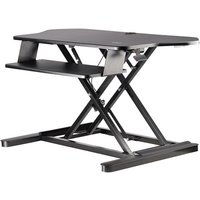 Startech Corner Sit Stand Desk Converter with Keyboard Tray, Large Surface 35" x 21", Height Adjustable Ergonomic Desktop/Tabletop Standing Workstation, Supports Dual Monitors - Corner Stand Up Desk Converter (ARMSTSCORNR) - standing desk converter - rect
