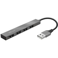 Trust Halyx 4-port USB Mini Hub 480 Mbit/s Aluminium (23786)