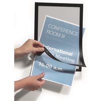 Durable Duraframe Self Adhesive Magnetic Signage Frame - 10 Pack - A4 Black, Black