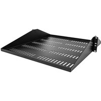 Startech 2U Vented Server Rack Shelf, Center Mount 20in Deep Fixed Cantilever Tray, Rackmount Shelf for 19" AV/Data/Network Equipment w/ Cage Nuts & Screws, 200lbs Weight Capacity - 2U Network Rack Shelf - rack shelf - 2U