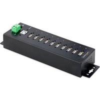StarTech.com 10-Port Industrial USB 2.0 Hub, Rugged USB Hub w/ESD Level 4 Protection, DIN/Wall/Desk-Mountable USB-A HUB, USB Port Expander w/Lockable Ports, Multiport USB Hub