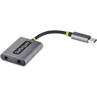 StarTech.com USB-C Headphone Splitter, USB Type C Dual Headset Adapter w/Mic Input, USB C to 3.5mm Audio Adapter/Earphone Dongle, USB C to Audio Jack/Aux Output, 24-bit DAC