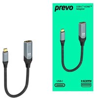 Prevo USBC-HDMI-ADA Display Converter Adapter, USB Type-C (M) to HDMI (F), 0.2m, Black & Silver, HDMI 2.0, Supports up to 4K@60Hz, Braided Cable - USB & Data Cables - Display Adapters