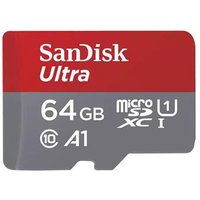 SanDisk Ultra 64 GB MicroSDXC Class 10 UHS-I Class 1 (U1) Magnet proof Shock resistant Temperature proof Waterproof X-ray proof