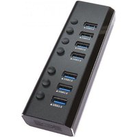 Spire External 7-Port USB 3.0 Hub External Power Individually Switched LED Indicators Aluminium