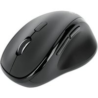 Manhattan Ergonomic Wireless Mouse, Right Handed, Adjustable 800/1200/1600dpi, 2.4Ghz (up to 10m), Six Button with Scroll Wheel, Combo USB=A and USB-C receiver, Black, AA battery (included), Three Year Warranty