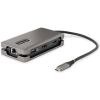 Startech USB-C Multiport Adapter, 4K 60Hz HDMI/DP Video, 3-Port USB Hub, 100W Power Delivery Pass-Through, GbE, USB Type-C Travel Dock w/ Charging, 1ft/30cm Wrap-Around Cable - Mini Laptop Docking Station (DKT31CDHPD3) - docking station - USB-C - HDMI, DP