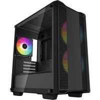 DeepCool CC360 ARGB, Black, Mini Tower Chassis w/ Tempered Glass Window, 3x 120mm ARGB Fans, USB 3.0, mATX/mITX - Mini Tower - ARGB Fans