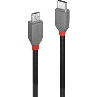 LINDY 36890 USB 2.0 USB-C to Micro-B Cable Black Grey 0.50m
