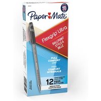 Paper Mate FlexGrip Ultra Ballpoint Pen Medium 1.0mm Tip 0.7mm Line Black (Pack 12)