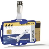 Durable DUO 2 Card Security Pass Holders with Clip - 25 Pack - Blue