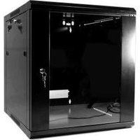 XeLAN Black 12u Wall Rack 600mm Deep with Glass front Door
