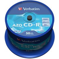 Verbatim CD-R AZO Crystal Spindle 700MB Pack of 50 43343 VM43343