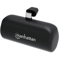 Manhattan Power Bank with integrated USB-C plug 5000 mAh Up to 20W output Kickstand for Use as Charging Phone Holder Black One Year Warranty 5000 mAh Lithium-Ion (Li-Ion) 20 W Black