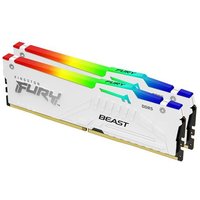 Kingston FURY Beast KF560C36BWE2AK2-32 32GB (2x 16GB) DIMM System Memory, 6000MHz, DDR5, CL36, White, RGB, Intel XMP, AMD EXPO - Desktop Memory - DDR5