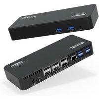 Plugable Technologies 12-in-1 USB C Triple Monitor Docking Station, Triple 4K Displays with 3x HDMI or 3x DisplayPort, Compatible with Mac, Windows, Thunderbolt, USB4, USB-C (60W PD, 6x USB Ports, Ethernet)