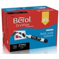 Berol Dry Wipe Whiteboard Marker Bullet Tip 2mm Line Black (Pack 48) - 1984868