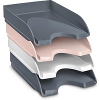 CEP Mineral by Cep Letter Trays A4 Portrait Stackable Assorted Colours - Includes 2 x Grey 1 x Pink and 1 x White (Pack 4) - 1020041681
