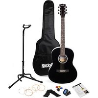 RockJam Full-Size Acoustic Guitar Kit with Stand, Tuner, Bag, Strap, Plectrums, Spare Strings & Lessons