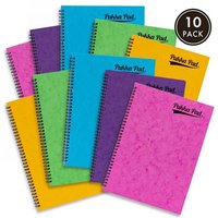Pukka Pads Pressboard Brights Pad A4 Wirebound Sidebound 120 Pages Feint Ruled Paper Assorted Bright Colours (Pack 10) - 7268-PRS