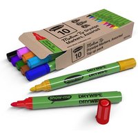 Show-me Drywipe Marker Medium Tip Slim Barrel Assorted Colours (Pack 10) - SDP10A