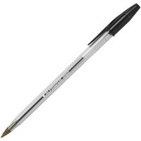 Office Ball Pen Clear Barrel Medium 1.0mm Tip 0.4mm Line Black Pack 50