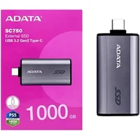 ADATA SC750 (SC750-1000G-CCBK) 1TB USB-C Portable SSD USB 3.2 Gen 2 Up to 1000 MB/s Black Titanium Compatible with Windows, iOS, Android - External SSD - Portable SSD