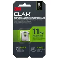 3M CLAW Plasterboard Picture Hanger 11 kg. Placement supported: Indoor Product type: Picture hook Product colour: Silver. Length: 31.5 mm Depth: 1.2 mm Height: 13.7 mm. Quantity per pack: 2 pc(s). Package type: Blister