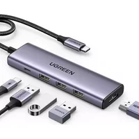 Ugreen 15596 laptop dock/port replicator Wired USB 3.2 Gen 1 (3.1 Gen 1) Type-A + Type-C Aluminium