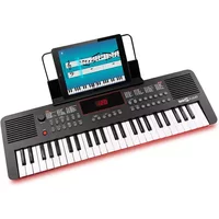 Rockjam 49-key Keyboard Piano Kit With Midi, Note Stickers & Lessons, Black