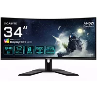 GIGABYTE G34WQCP 34" UWQHD Curved Gaming Monitor - 3440 x 1440 1500R 180Hz 1ms 350 cd/m2 AMD FreeSync Premium DisplayHDR 400 HDMI 2.0 Displayport 1.4