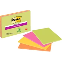 Post-it Super Sticky Meeting Pad 152x101mm 45 Sheets Neon Colours (Pack 4) 6445-SSP - 7100043257 - Sticky Notes - Super Sticky Notes