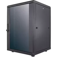 Intellinet 19" Network Cabinet - Free Standing 16U 600x600mm (width x depth) Black Flatpack Max 1500kg Multi-Point Door Lock One Lock Per Side Panel Usable Depth 123 to 373mm IP20 rated Rack Steel