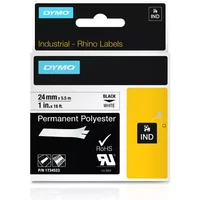 DYMO Rhino Industrial Permanent Polyester Labels | 24 mm x 5.5 m | Black Print on White | Self-Adhesive | for LabelManager & Rhino Label Makers