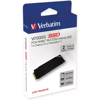 Verbatim Vi7000G PCIe NVMe M.2 SSD 2TB The Ultimate Gaming Solution. SSD capacity: 2 TB SSD form factor: M.2 Read speed: 7000 MB/s Write speed: 6500 MB/s Component for: Game console