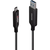 Lindy 10m USB 3.2 Gen 1 Type A to C Fibre Optic Hybrid Cable 10 m USB A USB C USB 3.2 Gen 1 (3.1 Gen 1) 5 Gbit/s Black