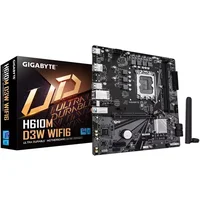 GIGABYTE H610M D3W WIFI6 Motherboard - Supports 14th Gen. Intel Core CPUs 5+1+1 phases VRM up to 5600MHz DDR4 1xPCIe 3.0 M.2 Wi-Fi 6 1GbE LAN USB 3.2 Gen 1 Intel LGA 1700 Intel Celeron Intel Core i3 12th Gen Intel Core i3 13th Gen Intel
