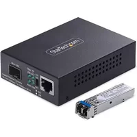 StarTech.com Single-Mode (SM) LC Fiber Media Converter for 10/100/1000 Networks Standalone Gigabit Ethernet to Fiber Converter 40km - TAA