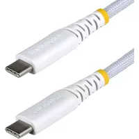 StarTech.com 1m (3ft) White USB-C Charging Cable, 60W (3A) PD, Dual-Layer Braided Nylon/TPE Jacket, Rugged USB C Charging Cord, USB 2.0 Laptop Charger Cable