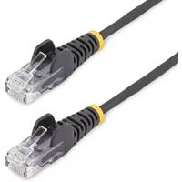 StarTech.com 25cm Black Slim CAT6 Ethernet Cable Snagless 100W PoE UTP LSZH 28AWG Pure Bare Copper Wire Slim RJ45 Network Patch Cord w/Strain Reliefs Individually Tested