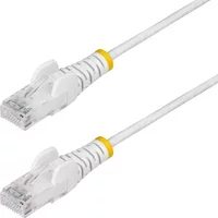 StarTech.com 25cm White Slim CAT6 Ethernet Cable Snagless 100W PoE UTP LSZH 28AWG Pure Bare Copper Wire Slim RJ45 Network Patch Cord w/Strain Reliefs Individually Tested