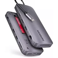 Axagon HMC-12GM2, USB 10Gbps hub, 3x USB-A, USB-C, HDMI, DP, RJ-45, M.2, SD/mSD, audio, PD