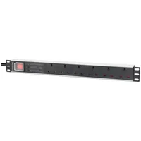 Intellinet 19" 1U PDU 6-way UK With switch and Surge Protection Rackmount Power Distribution Unit UK 3-pin outlets 3m power cord output 1U Single-phase Horizontal Aluminium Black White 6 AC outlet(s)