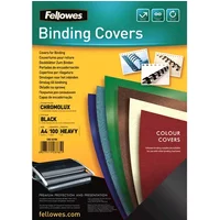 Fellowes Binding Covers 250gsm A4 Black Gloss Ref 5378504 Pack 100