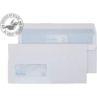 Evolve Env DL Wd Ss 90G Wh PK1000 - Window Envelopes - Self Seal Envelopes