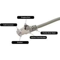 connektgear 15m RJ45 CAT6a SSTP Stranded Flush Moulded LS0H Network Cable - 26AWG - Grey