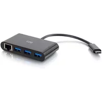 C2G USB-C® to Ethernet Adapter with 3-Port USB Hub - Black