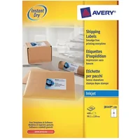 Avery Inkjet Addressing Labels. Product colour: White Label type: Self-adhesive printer label Material: Paper. Doesn't contain: Chlorine. Label width: 13.9 cm Label height: 9.91 cm. Labels per pack: 100 pc(s) Media sheets per package: 400 sheets